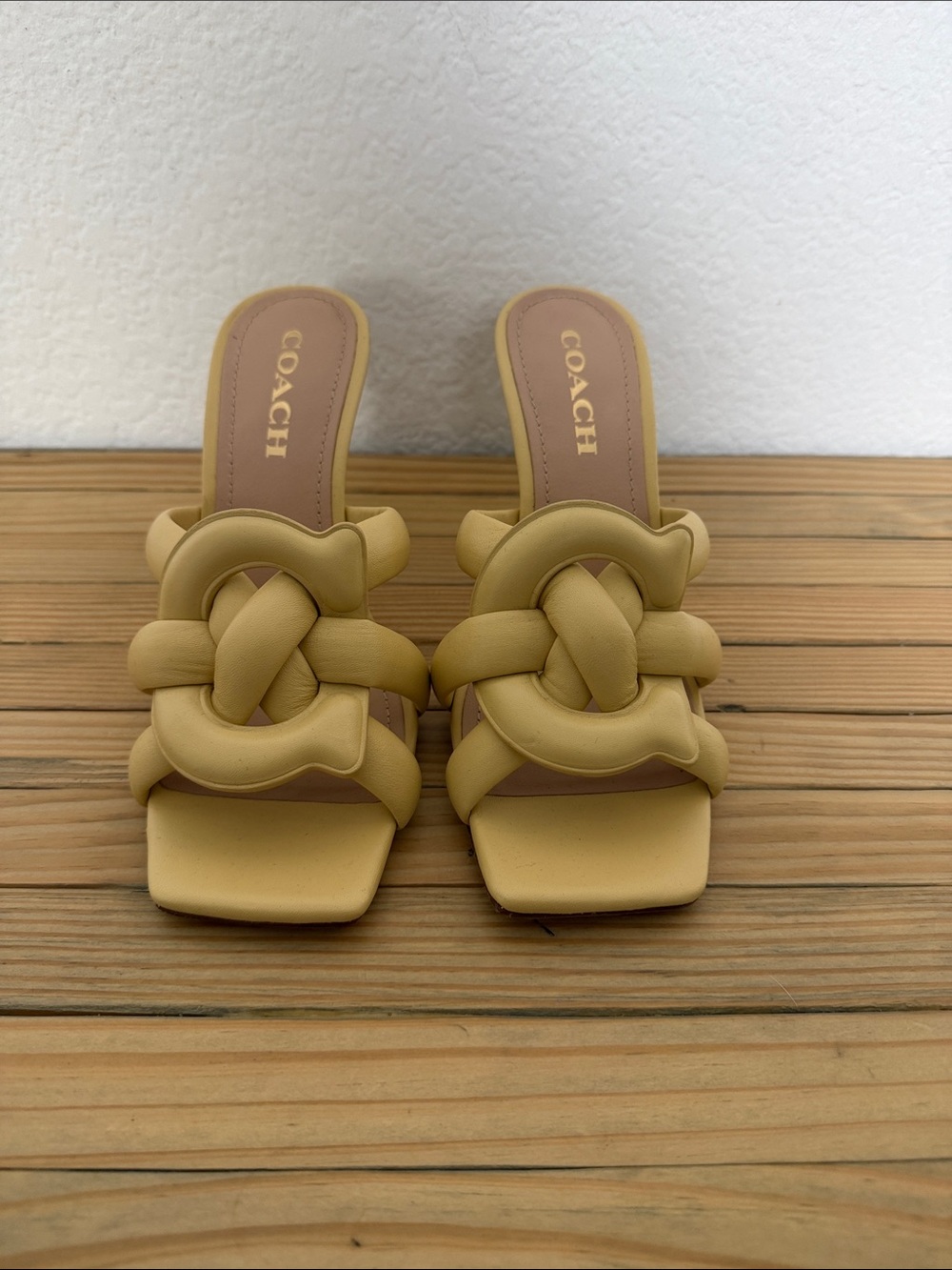 Coach Women's Knotted Slide Sandals in Pale Yellow